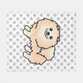 Creme Spitz Niedlich Cartoon Dog & Paws Fleecedecke (Vorderseite (Horizontal))
