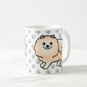 Creme Spitz Niedlich Cartoon Dog & Paws Kaffeetasse
