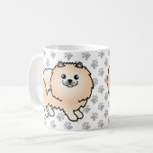 Creme Spitz Niedlich Cartoon Dog & Paws Kaffeetasse (Vorderseite Links)