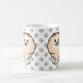 Creme Spitz Niedlich Cartoon Dog & Paws Kaffeetasse (Mittel)