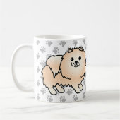Creme Spitz Niedlich Cartoon Dog & Paws Kaffeetasse (Links)