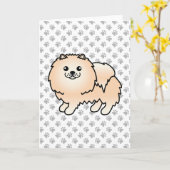 Creme Spitz Niedlich Cartoon Dog & Paws Karte (Gelbe Blume)
