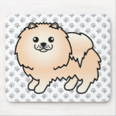 Creme Spitz Niedlich Cartoon Dog & Paws Mousepad (Vorne)
