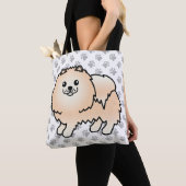 Creme Spitz Niedlich Cartoon Dog & Paws Tasche (Von Nahem)