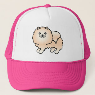 Creme Spitz Niedlich Cartoon Dog Truckerkappe