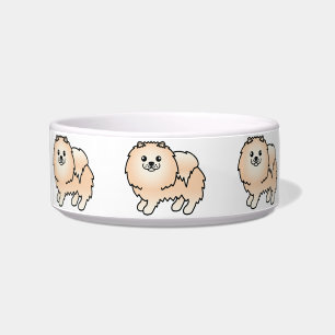 Creme Spitz Niedlich Cartoon Hunde Napf