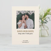 Creme Square Foto Modernes Foto Save the Date (Stehend Vorderseite)