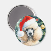 Creme Standard Poodle Watercolor Weihnachten Magnet (Vorderseite/Rückseite)