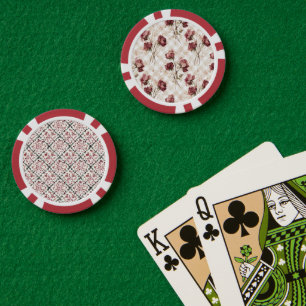 Creme Streifen Rote Rosen Blumen Pokerchips