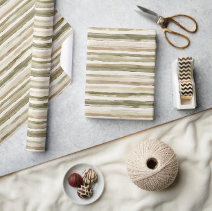 Creme Stripes Geburtstag Geschenkpapier