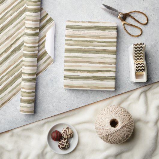 Creme Stripes Geburtstag Geschenkpapier (Kunsthandwerk)