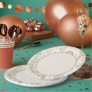 Creme-Tan-Boho-Geburtstag Pappteller