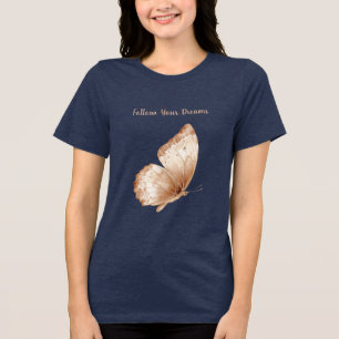 Creme-Tan-Boho-Schmetterling Tri-Blend Shirt