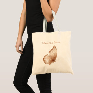 Creme-Tan-Boho-Schmetterlingsfedern Tragetasche