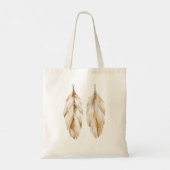 Creme-Tan-Boho-Schmetterlingsfedern Tragetasche (Rückseite)
