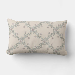Creme-Taupe-Rosen-Sage-Gittermuster Lendenkissen