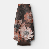 Creme, Teracote-Blume auf dunkelbraunem Hintergrun Flaschenkühler (Vorderseite)