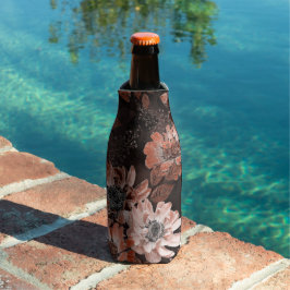 Creme, Teracote-Blume auf dunkelbraunem Hintergrun Flaschenkühler