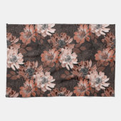 Creme, Teracote-Blume auf dunkelbraunem Hintergrun Geschirrtuch (Horizontal)