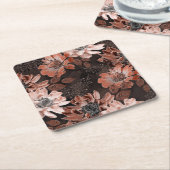 Creme, Teracote-Blume auf dunkelbraunem Hintergrun Rechteckiger Pappuntersetzer (angewinkelt)