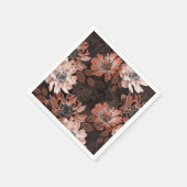 Creme, Teracote-Blume auf dunkelbraunem Hintergrun Serviette (Ecke)