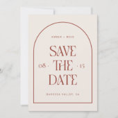Creme & Terracotta Arch Retro Minimal Modern Schri Save The Date (Vorderseite)