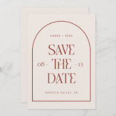 Creme & Terracotta Arch Retro Minimal Modern Schri Save The Date (Vorne/Hinten)