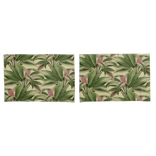 Creme Tropical Palm Kissenbezug (Vorderseite-Set)