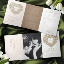 Creme tulip braune Tinte Herz-Monogramm Hochzeit