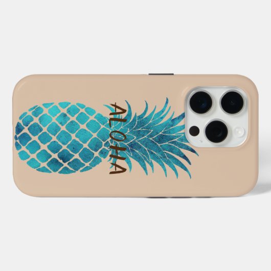 Creme Türkis Blaue Ananas Aloha Case-Mate iPhone Hülle (Rückseite (Horizontal))