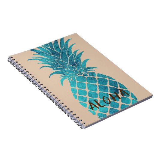 Creme Türkis Blaue Ananas Aloha Notizblock (Rechte Seite)