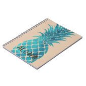 Creme Türkis Blaue Ananas Aloha Notizblock (Linke Seite)