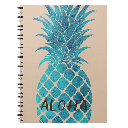 Creme Türkis Blaue Ananas Aloha Notizblock (Vorderseite)