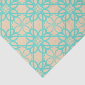 Creme Turquoise Modern Prairie Garden Folklore Git Seidenpapier (Ausschnitt)