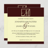 Creme-u. Espresso-Monogramm-Hochzeits-Einladung Einladung (Vorne/Hinten)