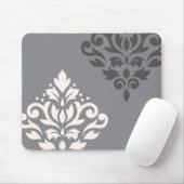 Creme u. Grau der Rolle-Damast-Kunst-I Mousepad (Mit Mouse)
