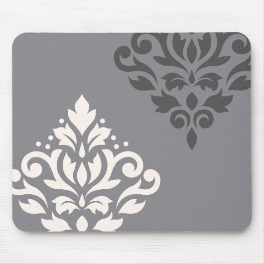 Creme u. Grau der Rolle-Damast-Kunst-I Mousepad (Vorne)