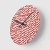 Creme und Abstrakte rote Linie Runde Wanduhr (Winkel)