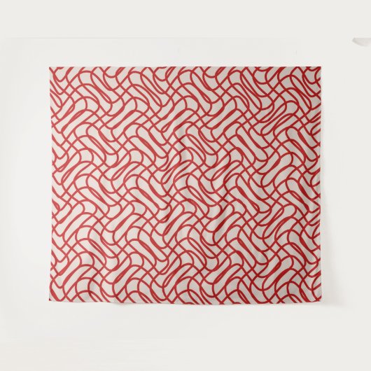 Creme und Abstrakte rote Linie Wandteppich (Vorderseite (Horizontal))