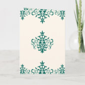 Creme und Aquamarine Damaske islamische Hochzeit Einladung (Rückseite)