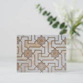 Creme und Beige Arabesque Muster Postkarte (Stehend Vorderseite)