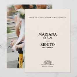 Creme und Black Modern Minimalistisches Foto Hochz Einladung