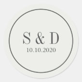 Creme und Blau | Hochzeitsklassische Monogramm Runder Aufkleber (Vorderseite)