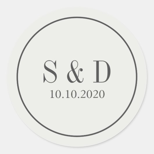 Creme und Blau | Hochzeitsklassische Monogramm Runder Aufkleber (Vorderseite)