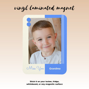 Creme und Blau vermissen Oma Foto Magnet