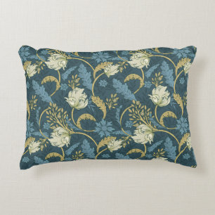 Creme- und Blaue Art Nouveau Blumendekoration  Dekokissen