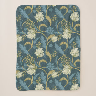 Creme- und Blaue Art Nouveau Blumendekoration Sherpadecke