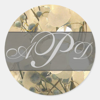 Creme und blaue Hochzeitsticker Runder Aufkleber