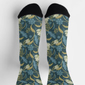 Creme und Blauer Flora Art Nouveau Socken (Oben)