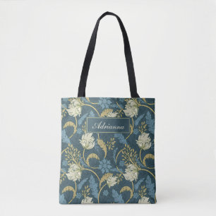 Creme und Blauer Flora Art Nouveau Tasche